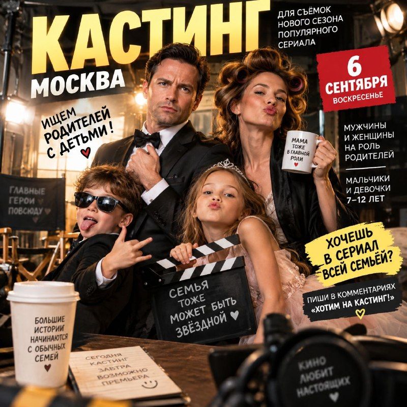 Заказ: Кастинг для съёмок нового сезона популярного сериала в Москве. · Москва